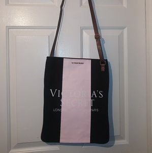 Victoria’s Secret Canvas Cross Body Bag Black & Pi